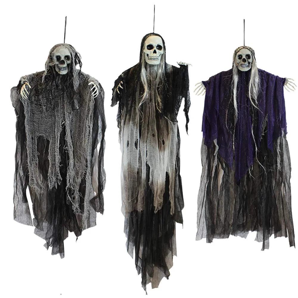 3 Pack Hanging Halloween Skeleton Ghosts Decorations Mystical Displays Spooky Treats