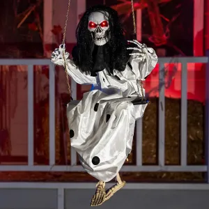 36in Hanging Swing Skeleton Ghost Halloween Light-up Decoration Playful Accents
