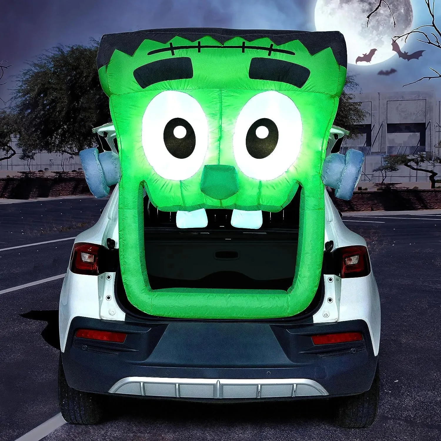 4.3ft Halloween Inflatable Green Face Zombie Trunk Or Treat Fantastic Crafts