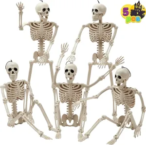 5 PCS Posable Halloween Skeletons 16 Inches Full Body Posable Joints Eerie Props