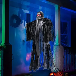 Eerie Decor 59in Hanging Grim Reaper with Glowing Eyes and Creepy Sound