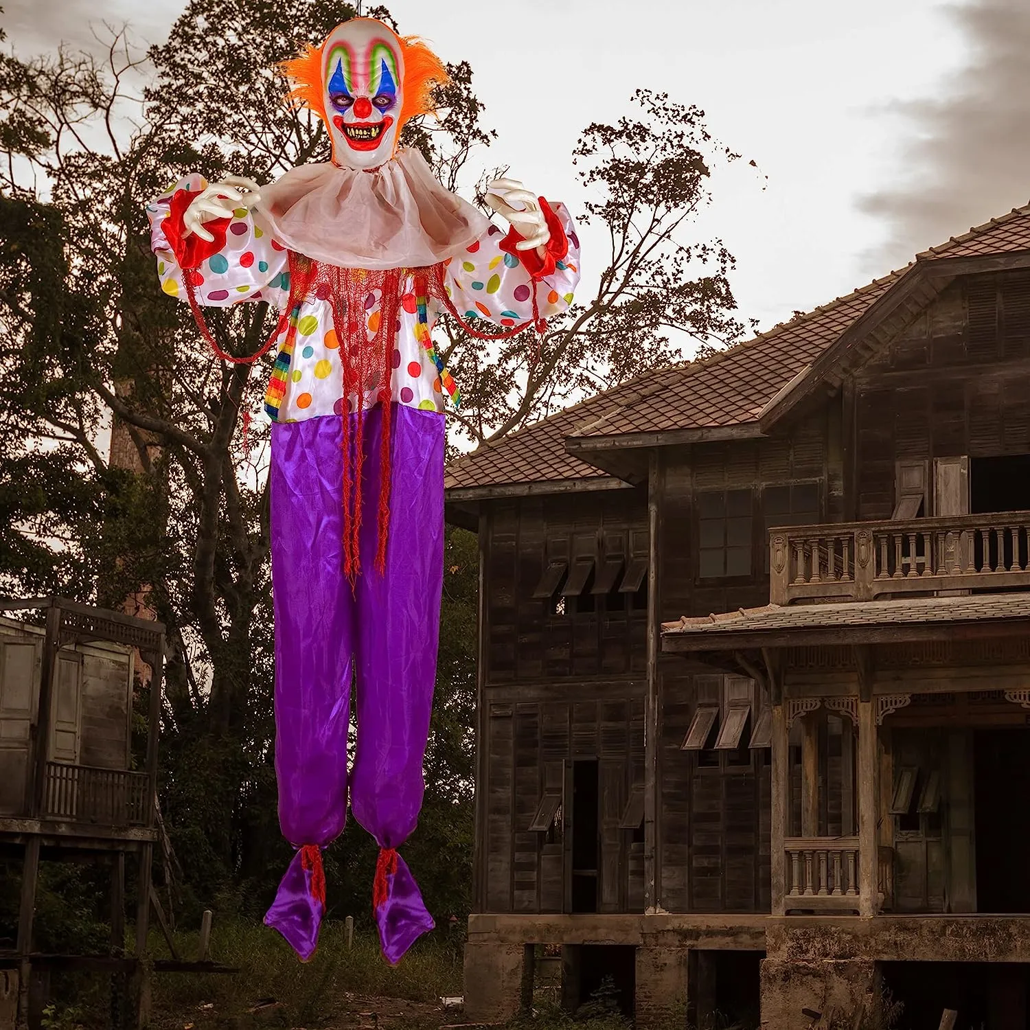 Ghostly Ornaments Fantastic Masks 68in Neon Face Hanging Clown Decoration