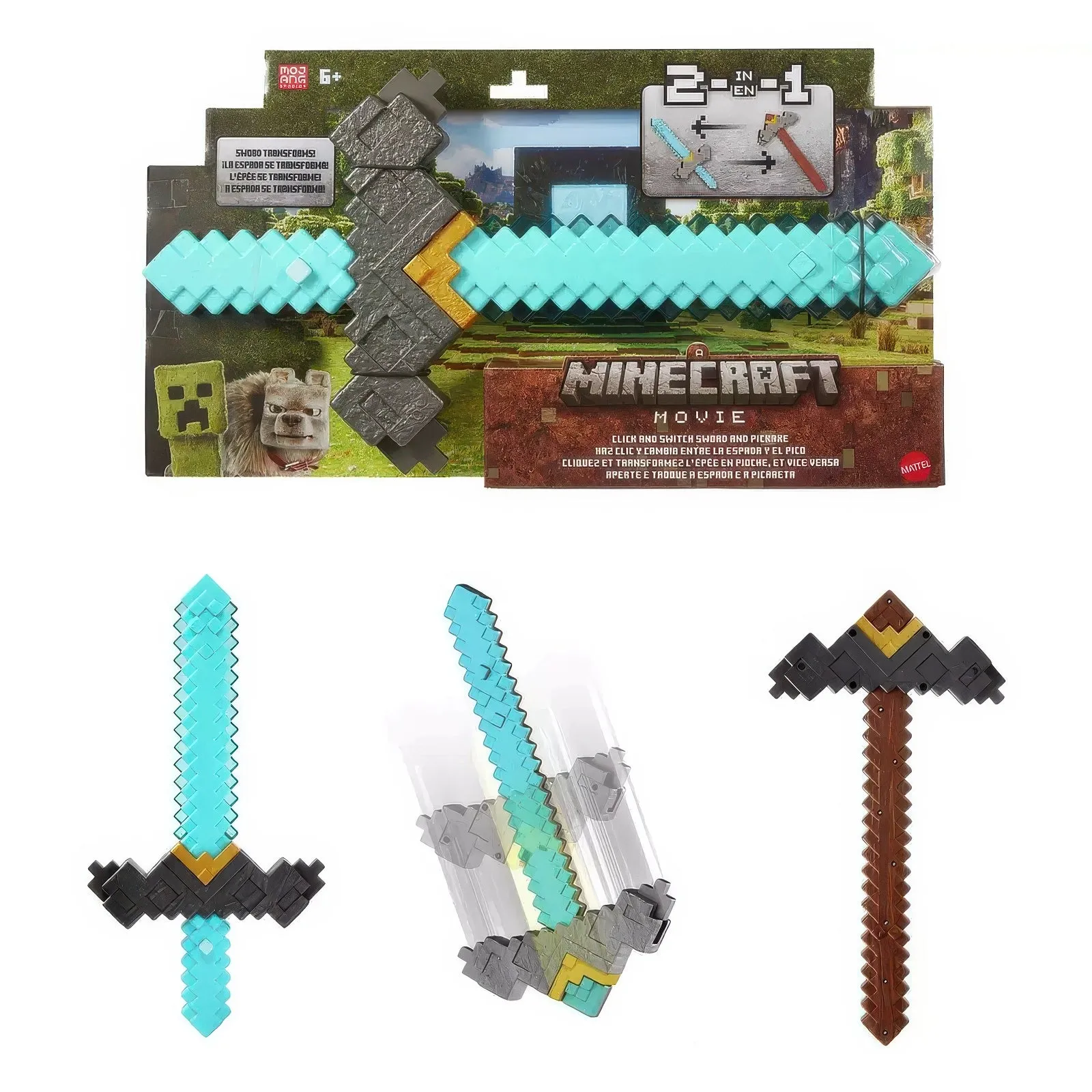 MINECRAFT Movie Switch Sword & Pickaxe 2in1 Roleplay Toy Set Magical Creature Collector's Market