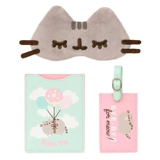 Mode Worker Official Pusheen Travel Set ?C Passport Holder, Luggage Tag and Sleep Mask