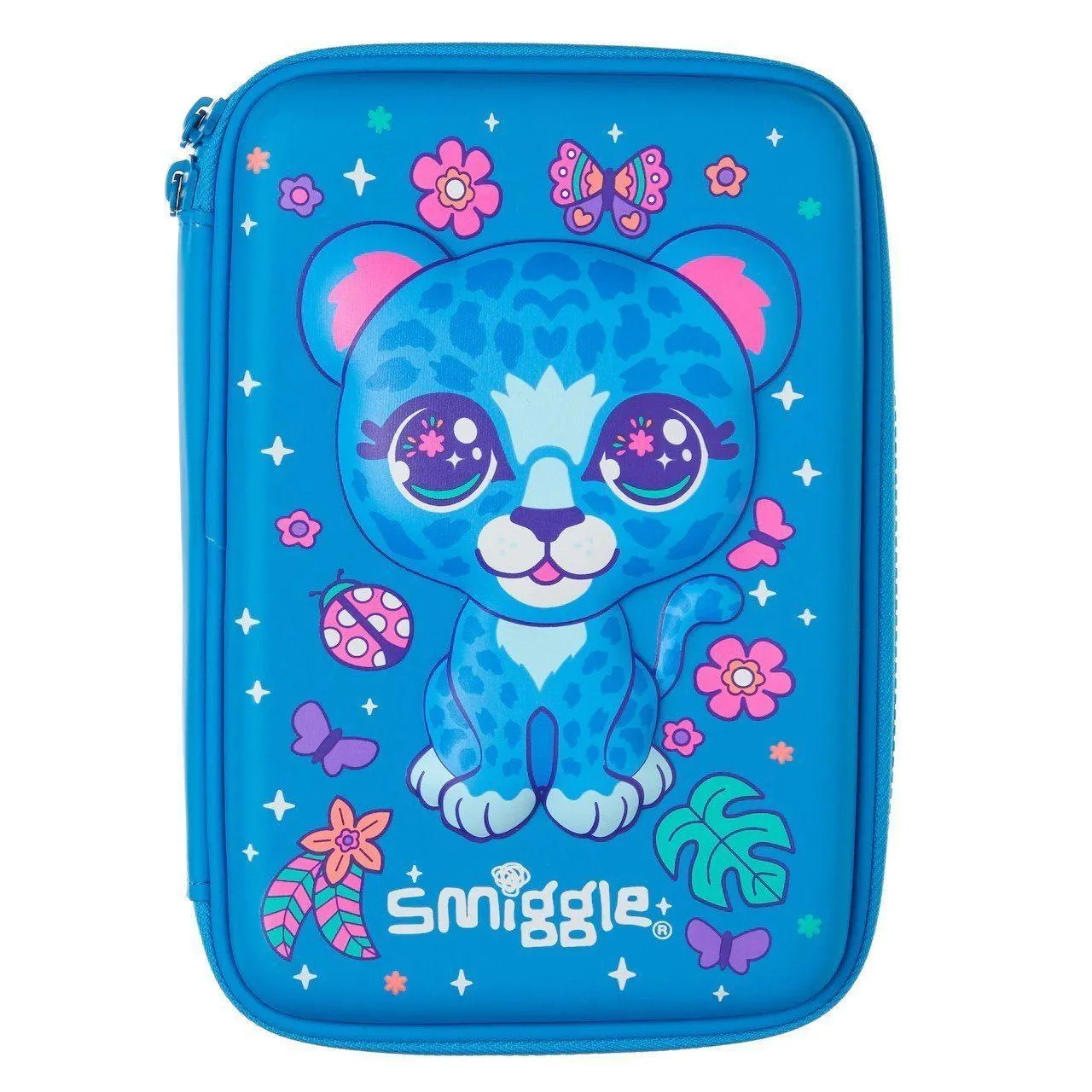 Cute Mascot Sci-Fi Robot SMIGGLE Budz Character Hardtop Pencil Case, Cornflower Blue