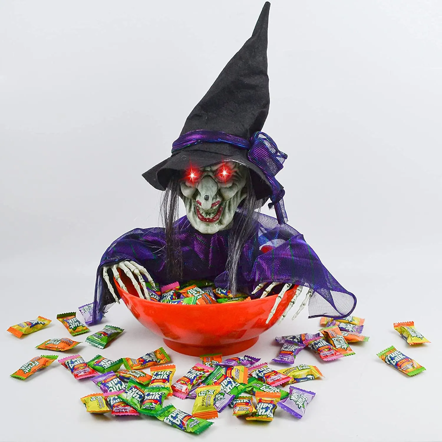 Animated Witch Candy Bowl Scary Displays Wicked Masks