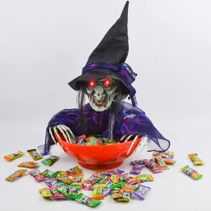 Animated Witch Candy Bowl Scary Displays Wicked Masks
