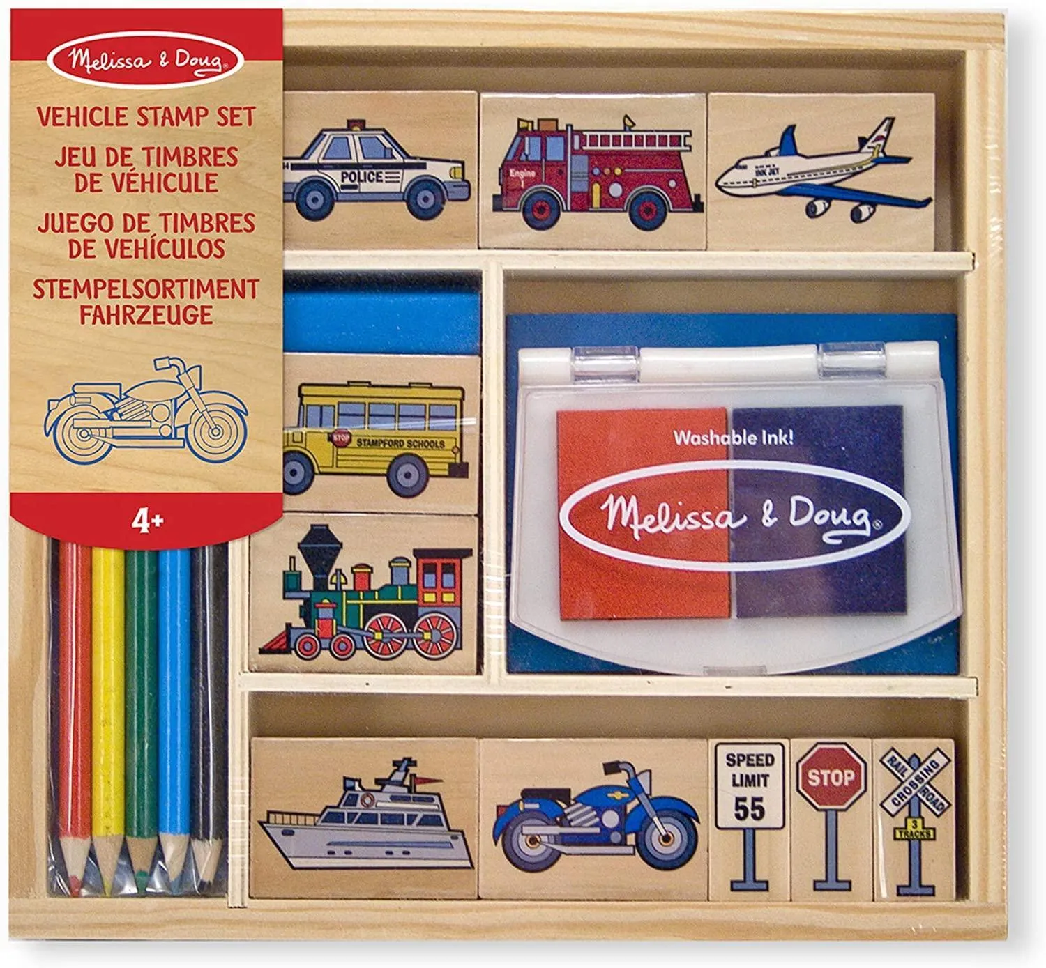 Poseable Collectible Melissa & Doug Wooden Stamp Set - Vehicles