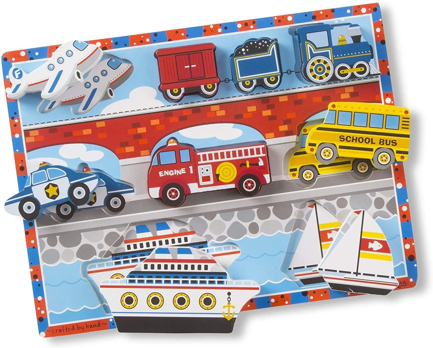 Melissa & Doug 13725 Vehicles Chunky Puzzle - 9 Pieces stress relief