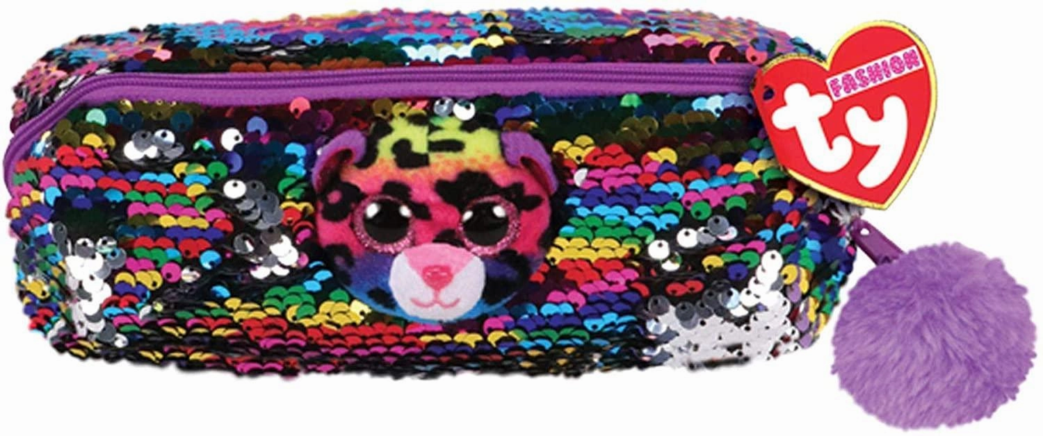 Exhibition Ready Ty Beanie Boo Dotty The Leopard Sequin Soft Toy Pencil Case 20 cm