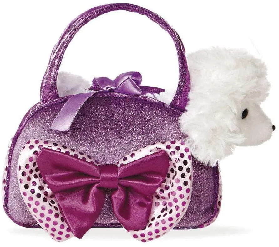 Contemporary Home Original Box AURORA Fancy Pals Pek-a-Boo Pet Carrier with Poodle Purple With Bow