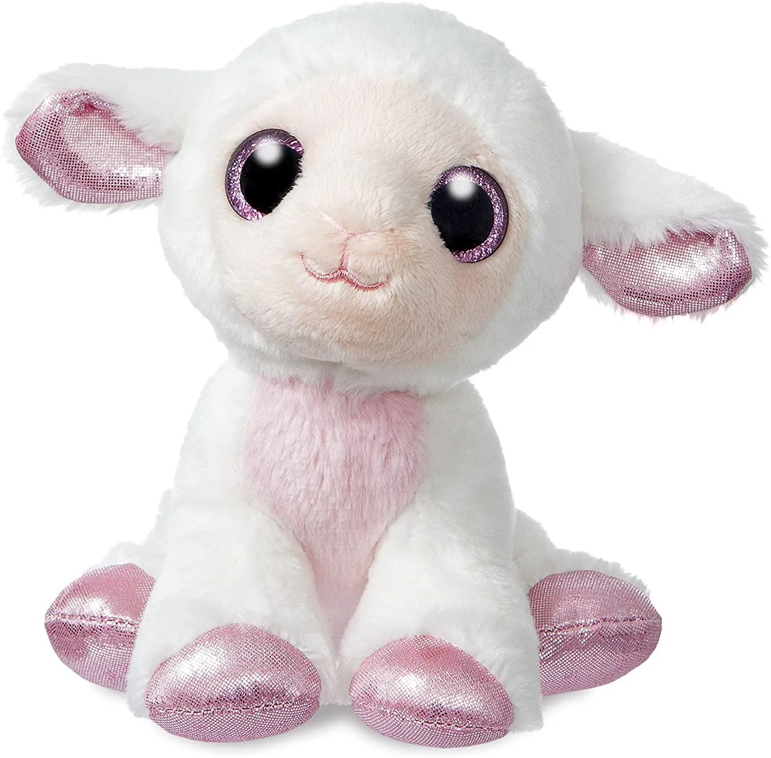 AURORA World 60946 Sparkle Tales Lily Lamb 7-inch Soft Toy Monochrome Design