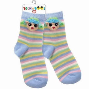Crypto Art Ty Beanie Boo Fashion Slipper Socks - Rainbow Poodle