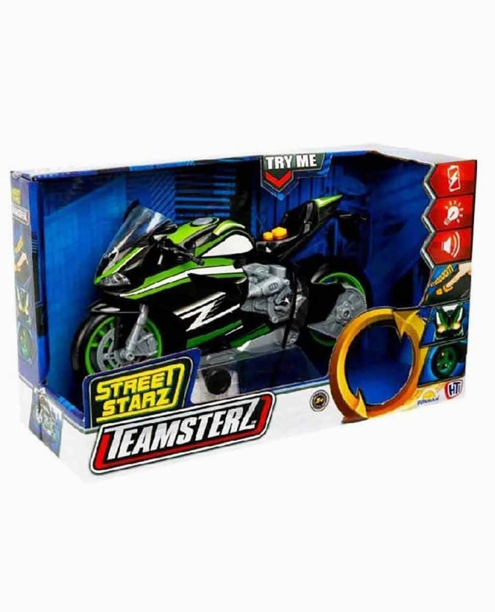Teamsterz Lights & Sounds Green Racing Motorbike Felt Toy