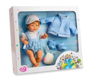 Hero Statue Berjuan 12190 Interactive Crying baby Doll 38cm With Extra Outfit - Blue