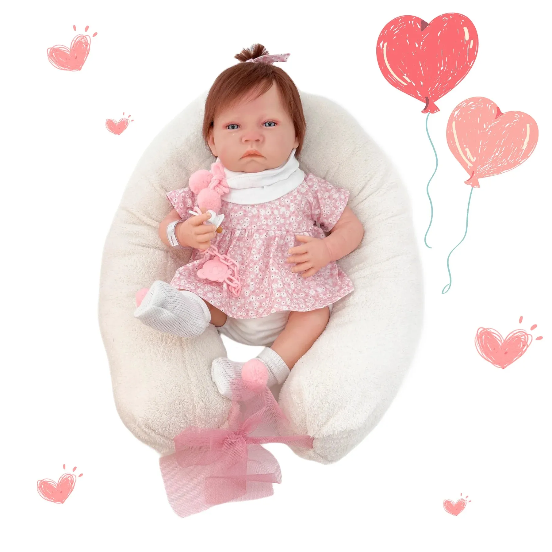 Desktop Toy Berjuan 8214 Sweet Reborn Doll with Floral Dress 50cm
