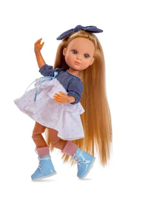 Pride And Joy Berjuan Doll 5821 - 35cm Luxury Dolls - Eva Articulated With Gray And White Dress