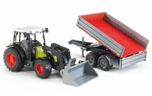 BRUDER 02112 Claas Nectis  with Frontloader and Tipping Trailer Military Figure Realistic Model