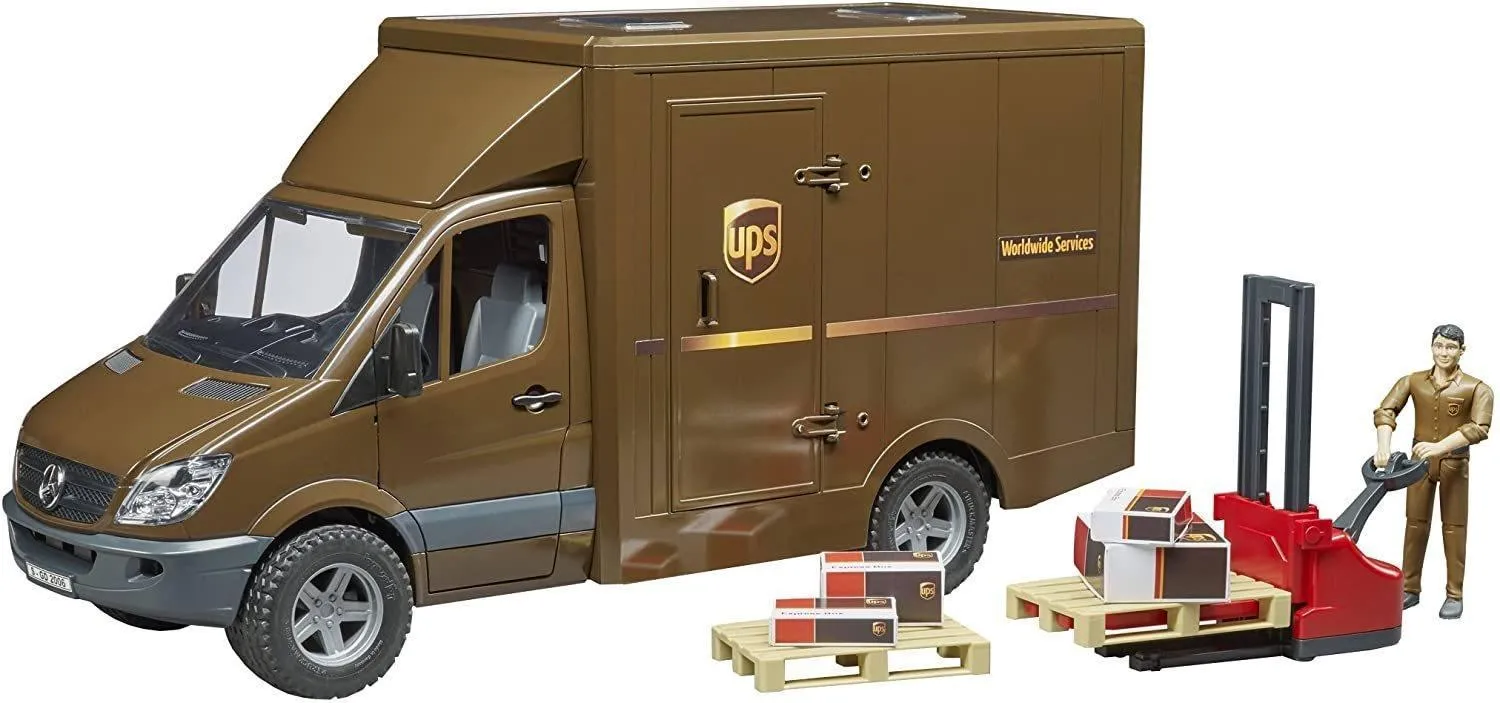 Reptile Figure Fabric Figure BRUDER 02538 MB Sprinter UPS with Driver and Accessories