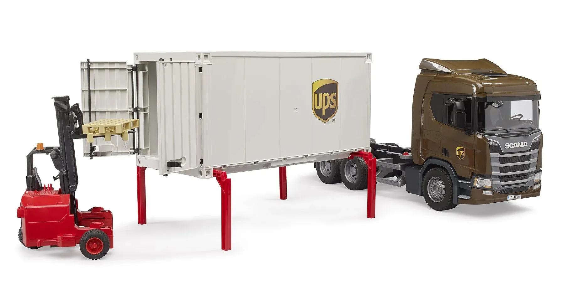 BRUDER Scania Super 560R UPS Logistics Truck with Forklift Detailed Model