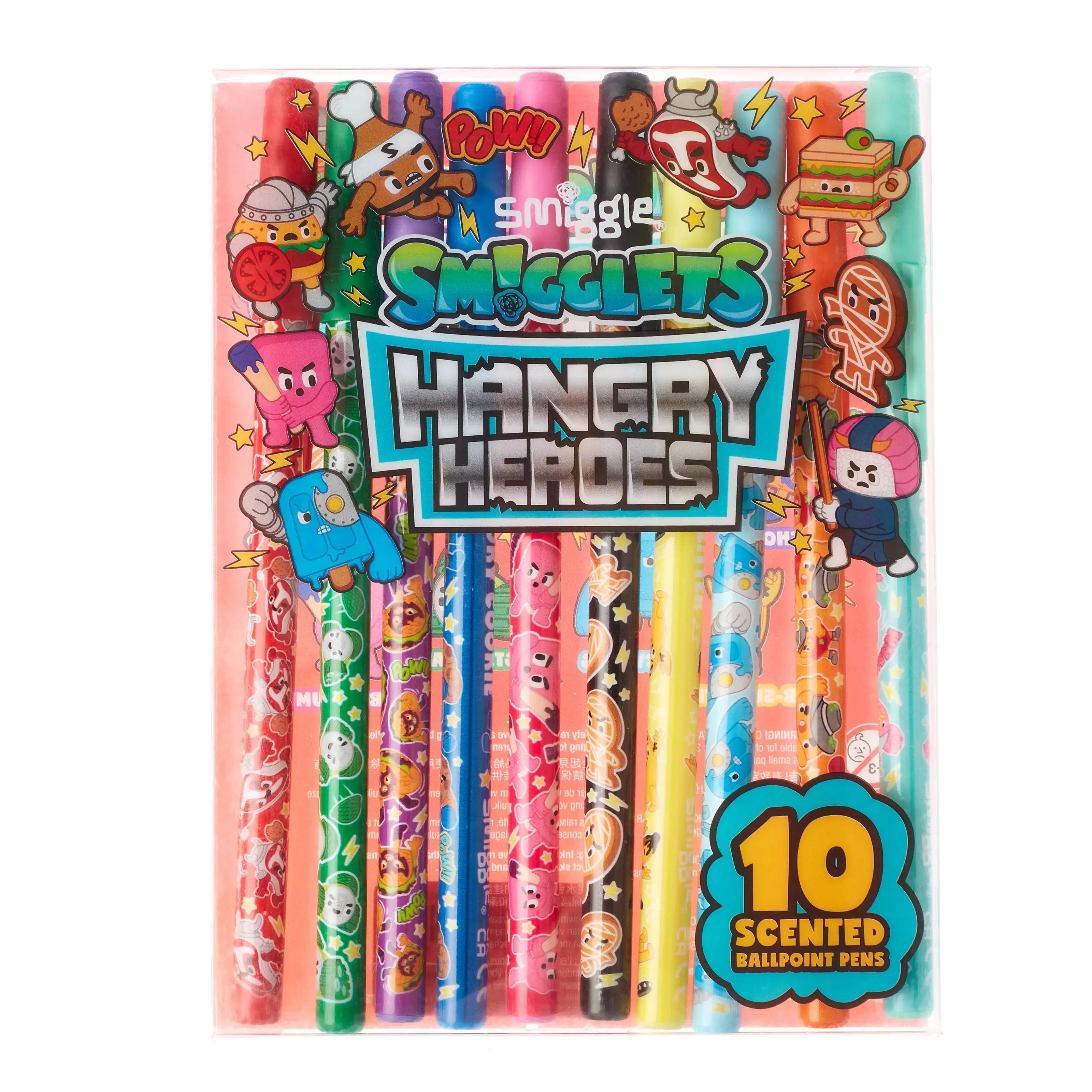 SMIGGLE SMIGGLEts Hangry Heroes Pen Pack X10 - Colour Mix Biology Model Steampunk Design
