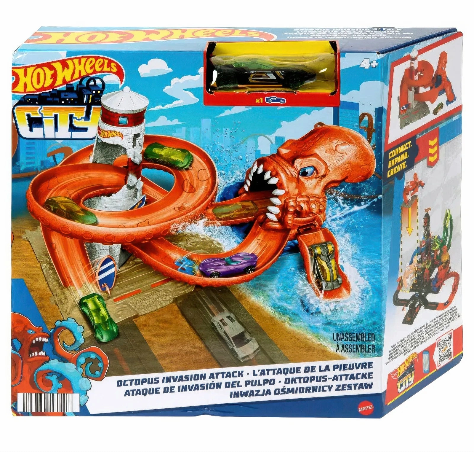 Series Set Rustic style Hot Wheels City Creatures Octopus Invasion Attack Playset