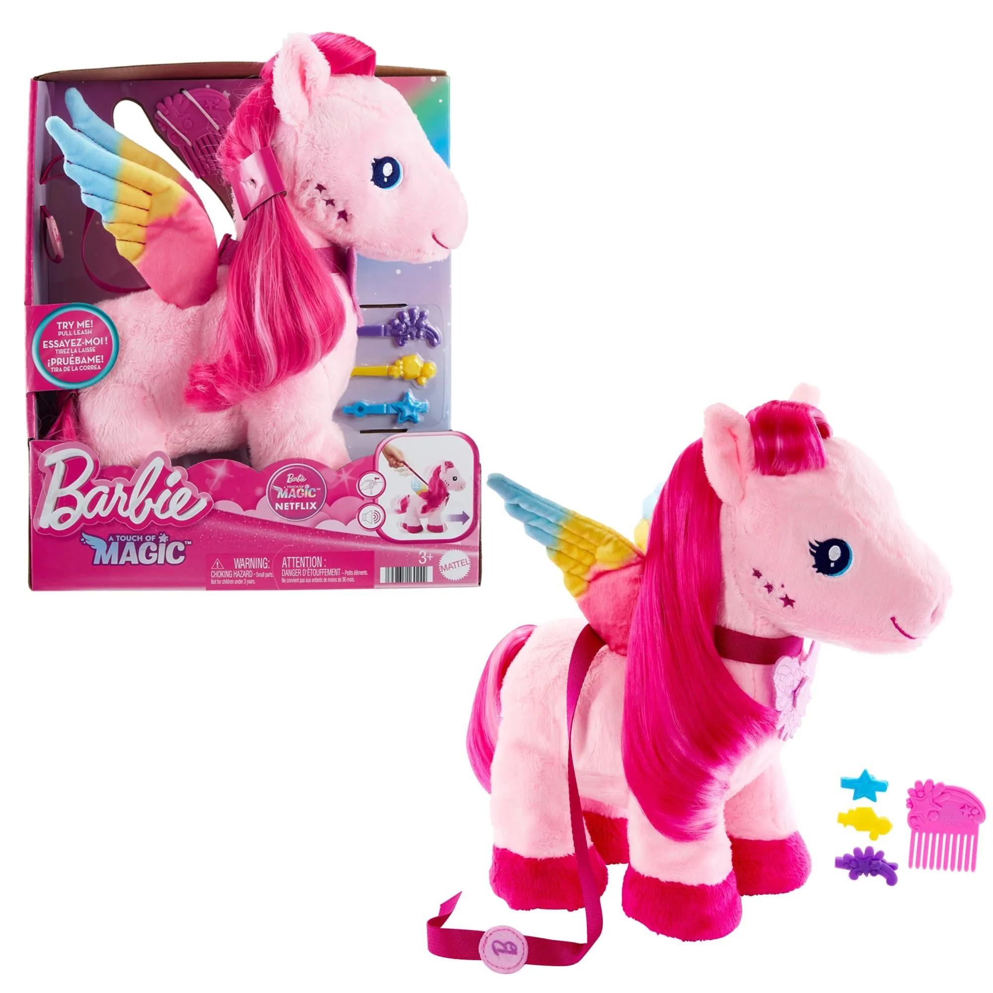 BARBIE Touch of Magic Walk & Flutter Pegasus Plush Art Piece