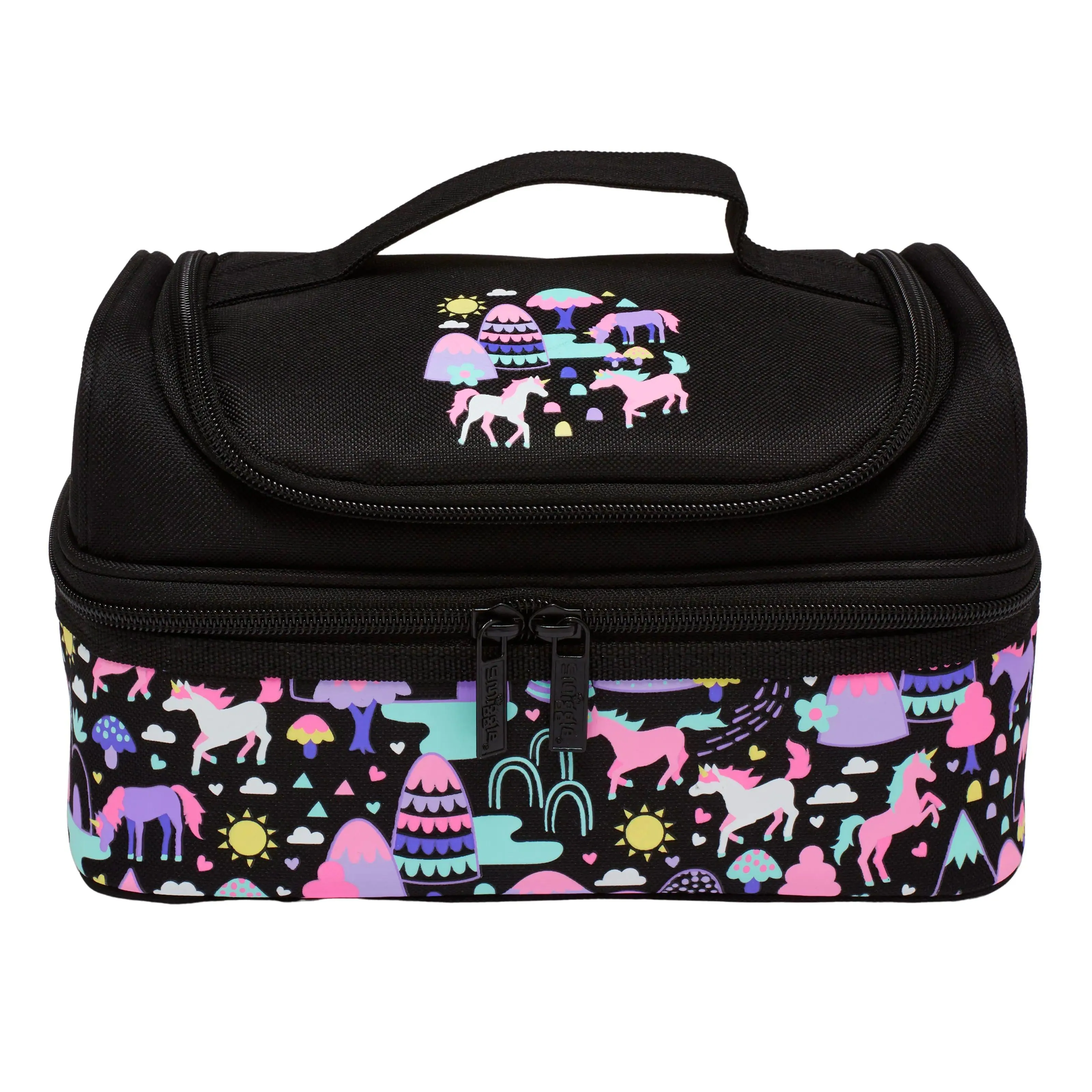 SMIGGLE Vibin Double Decker Lunchbox - Black Mix Paleontology Model