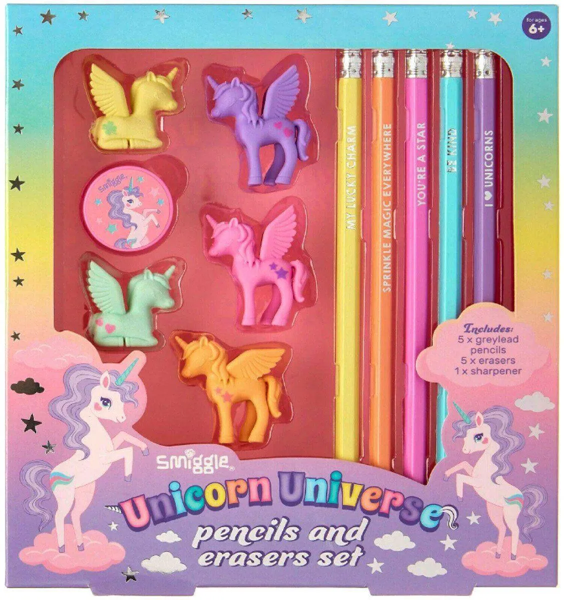 SMIGGLE Unicorn Universe Pencils And Erasers Set Media Attention