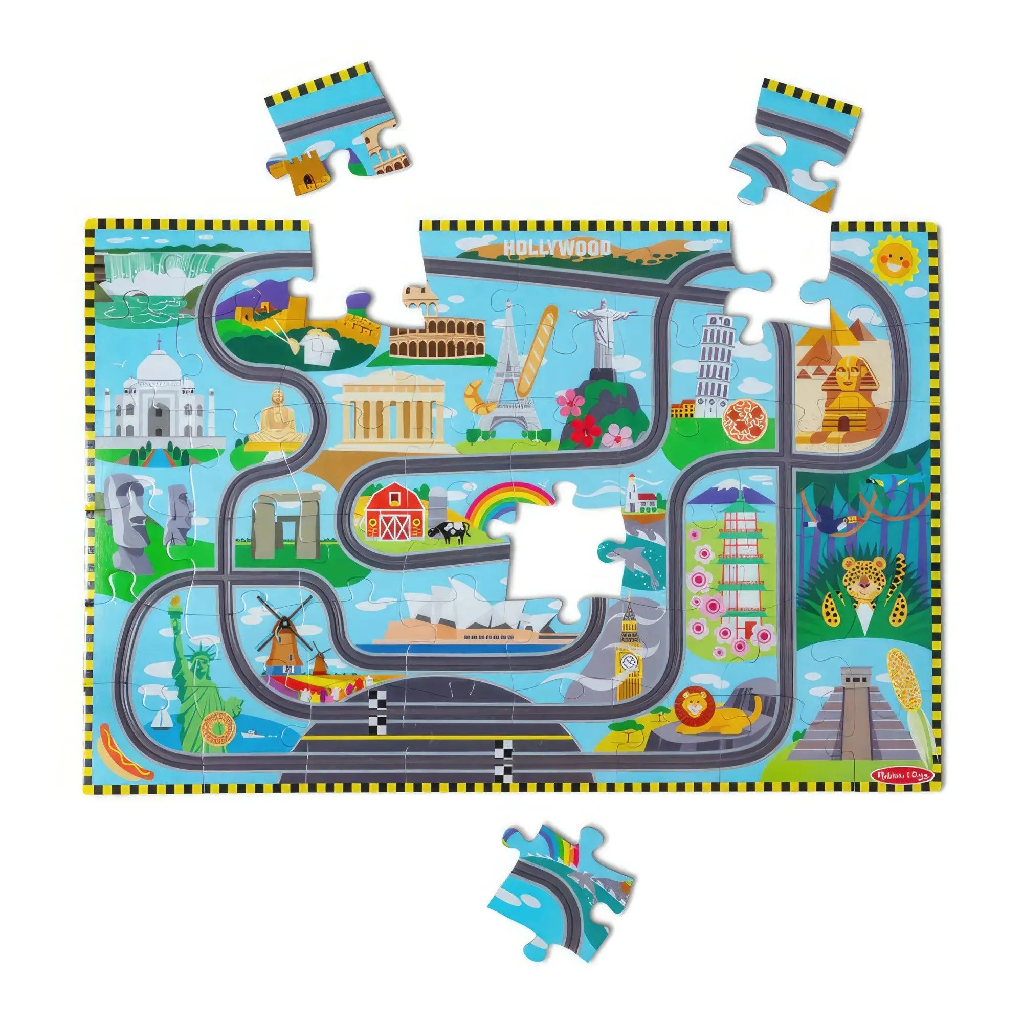 Vintage Statue hand crafted Melissa & Doug Race Around the World Tracks Floor Puzzle