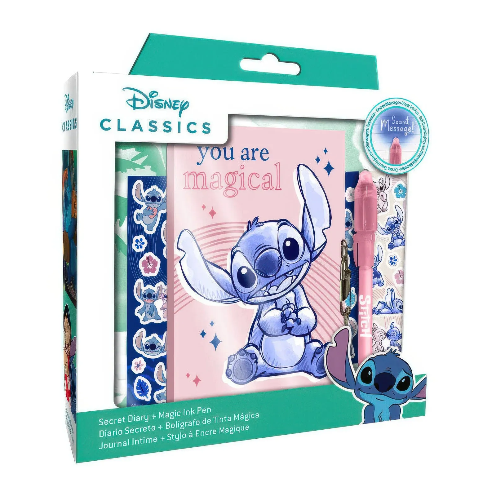 Miniature Statue Disney Stitch A5 Secret Diary and Magic Pen