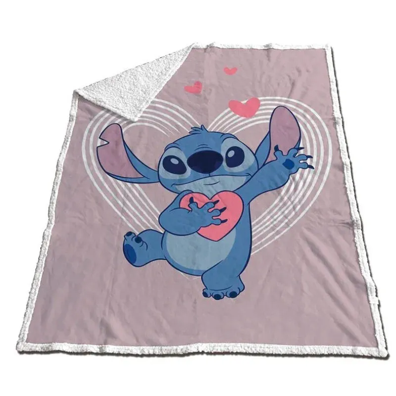 Disney Stitch Coral Sherpa Blanket 130x170cm Blind Box Dog Sculpture