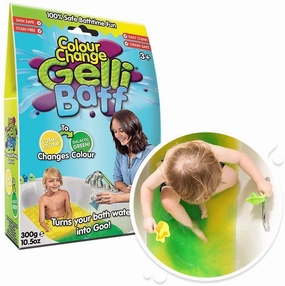 Zimpli Kids Gelli Baff Colour Change 300g - Yellow to Green Pewter Figure