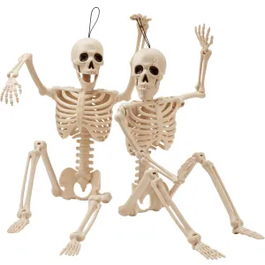 2 PCS 24in Halloween Full Body Posable Skeletons Human Plastic Bones with Movable Joints Whimsical Props Fantastic Figures