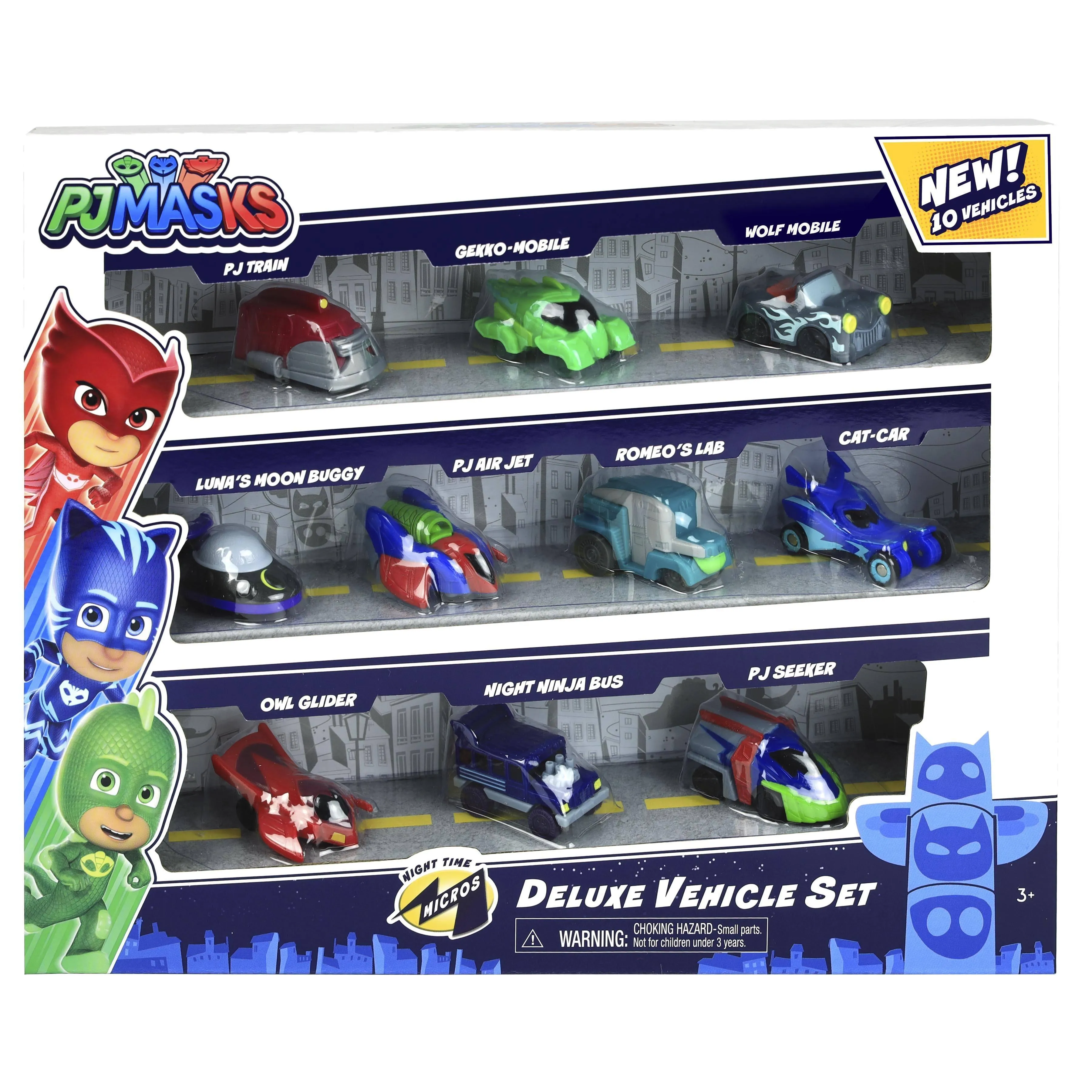 Themed Background Therapeutic Hobby PJ Masks Night Time Micros Deluxe Vehicle Set