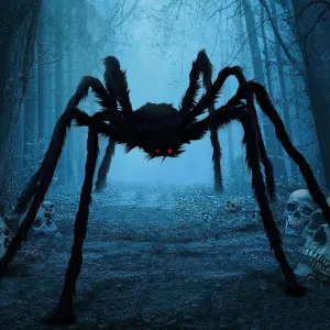 6.5ft Hairy Black Giant Spider for Halloween Outdoor Decorations Spooky Accessories Ghostly Decorations