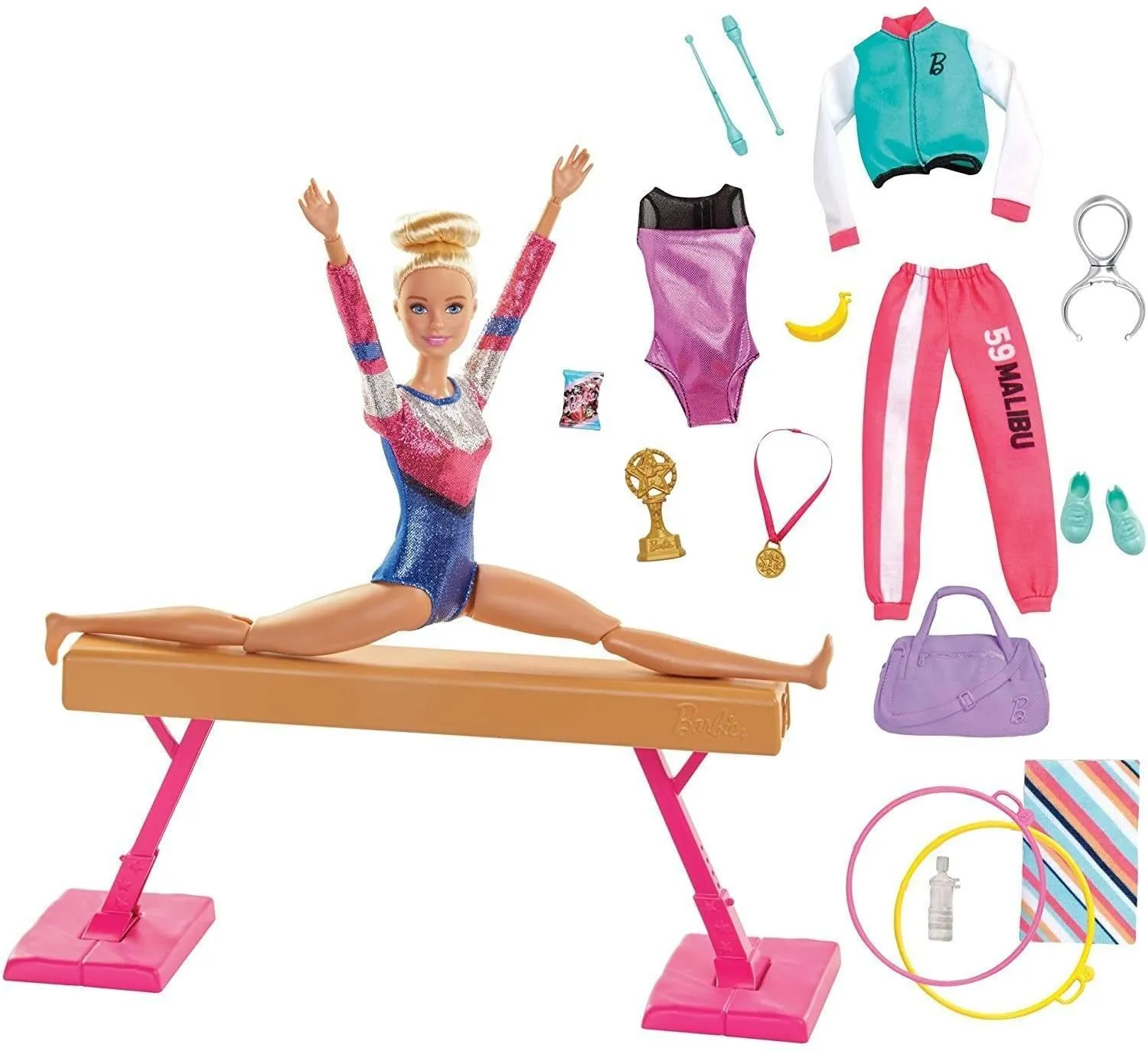 Branded Product Barbie Gymnastics Playset with Doll, Balance Beam, 15  Accessories