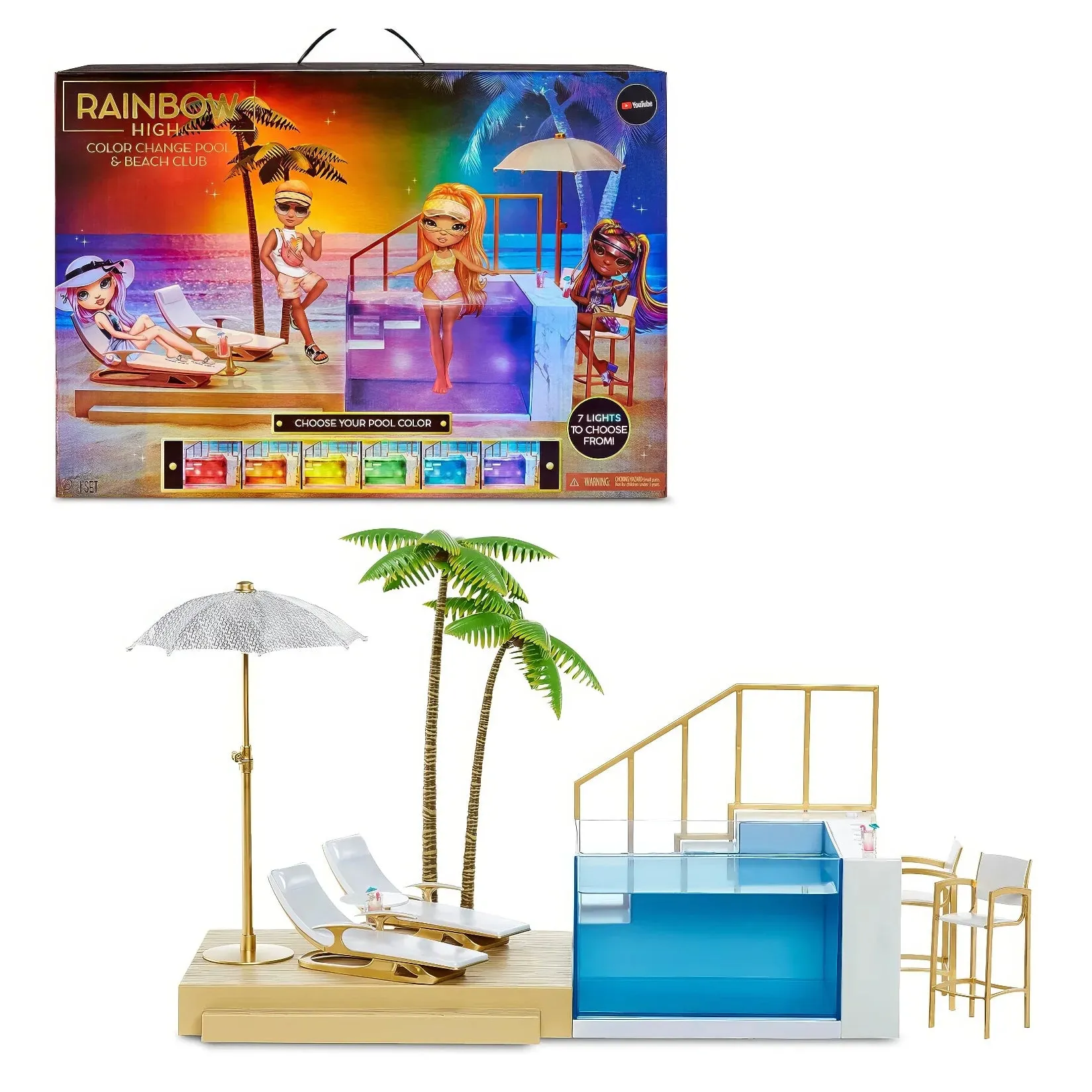 Mainstream Appeal PVC Figure Rainbow High Color Change Pool & Beach Club Playset