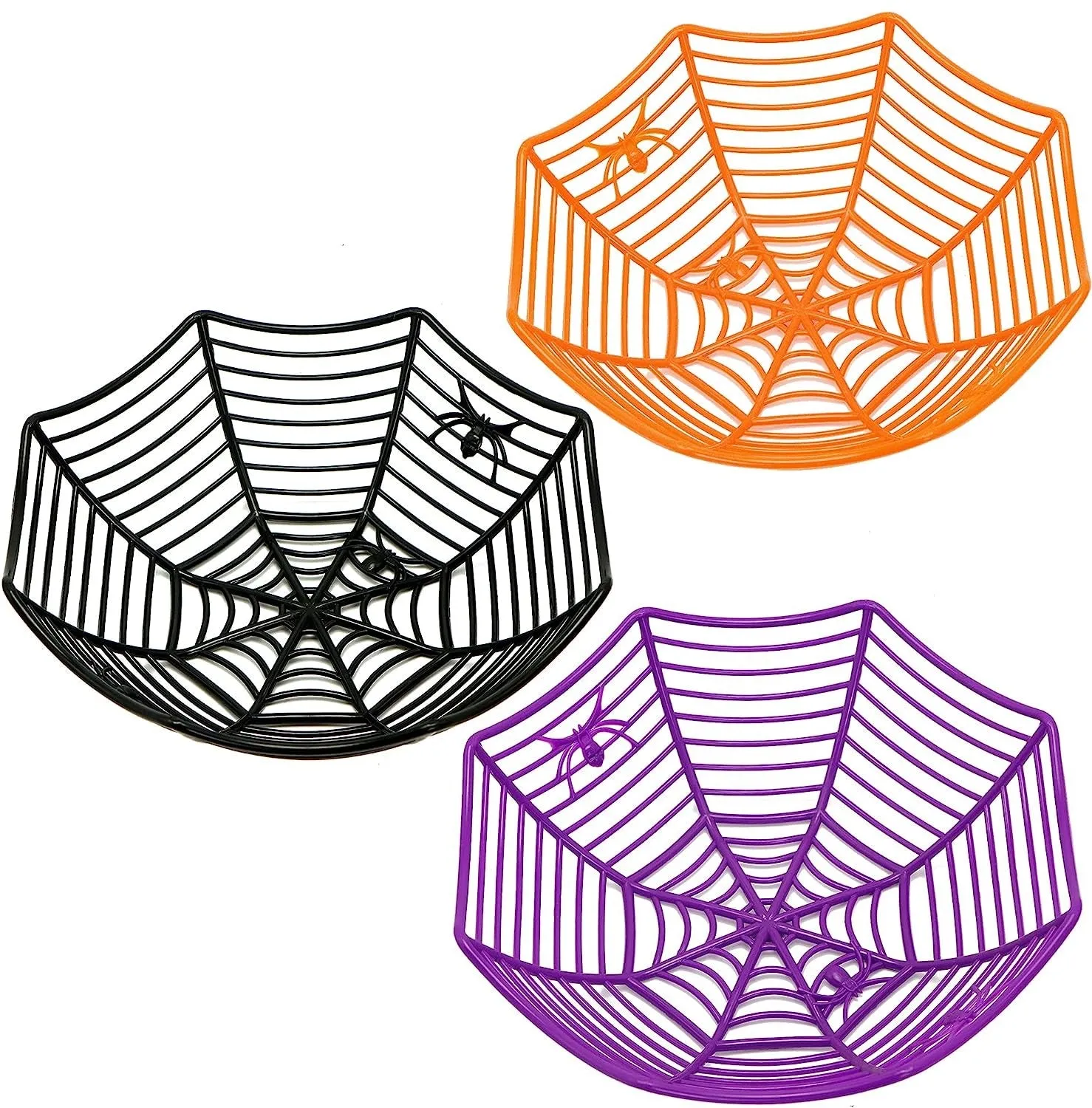 Frightening Decorations Large Spider Web Plastic Bowls, 3 Pcs