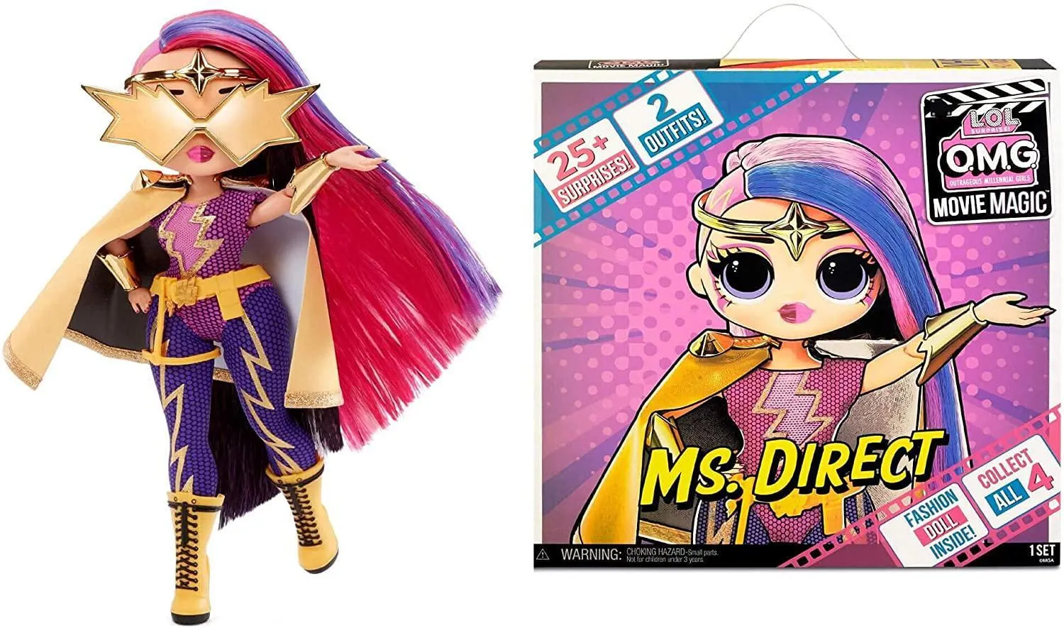 Cartoonish Design Vinyl Figure L.O.L. Surprise OMG Movie Magic Ms Direct Fashion Doll with 25 Surprises