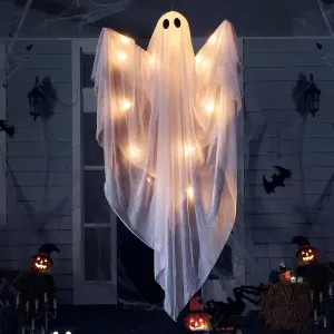 Halloween  47in Hanging Spooky White LED Light Ghost Monster Accessories Ghoulish Designs