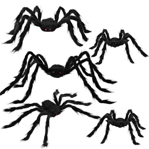 Halloween Realistic Hairy Spiders, 5 Pack Spooky Designs Spooky Lights