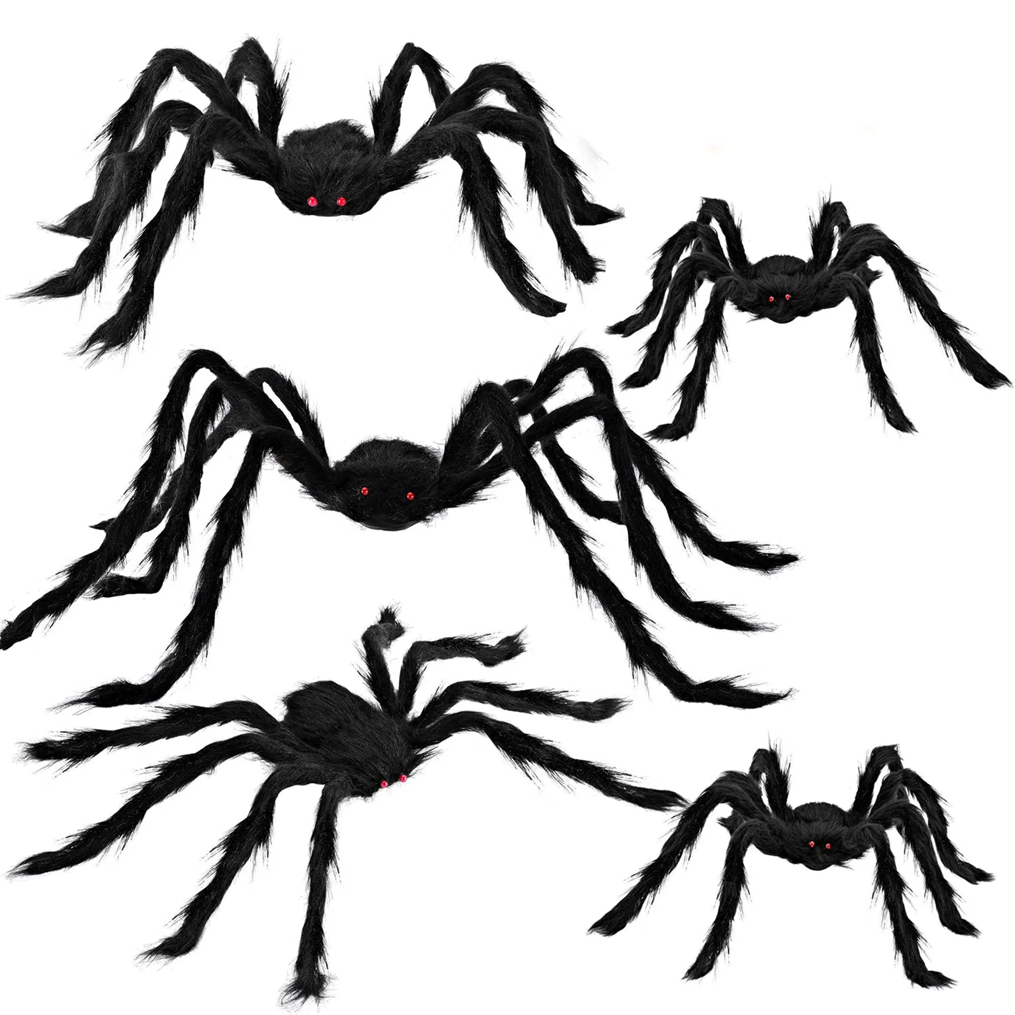 Halloween Realistic Hairy Spiders, 5 Pack Spooky Designs Spooky Lights