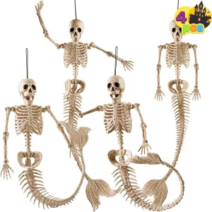 Mysterious Masks 4 PCS Mermaid Skeleton 20in Plastic Bones with Movable Posable Joints
