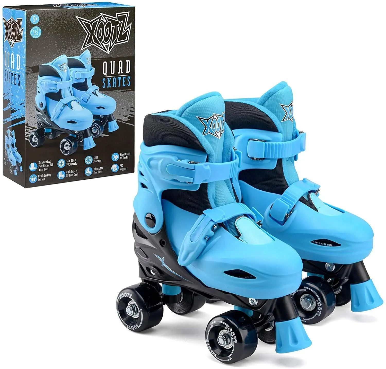 XOOTZ Boys Quad Skates, Beginner Adjustable Roller Skates, Blue/Black, Size Medium Dining Table