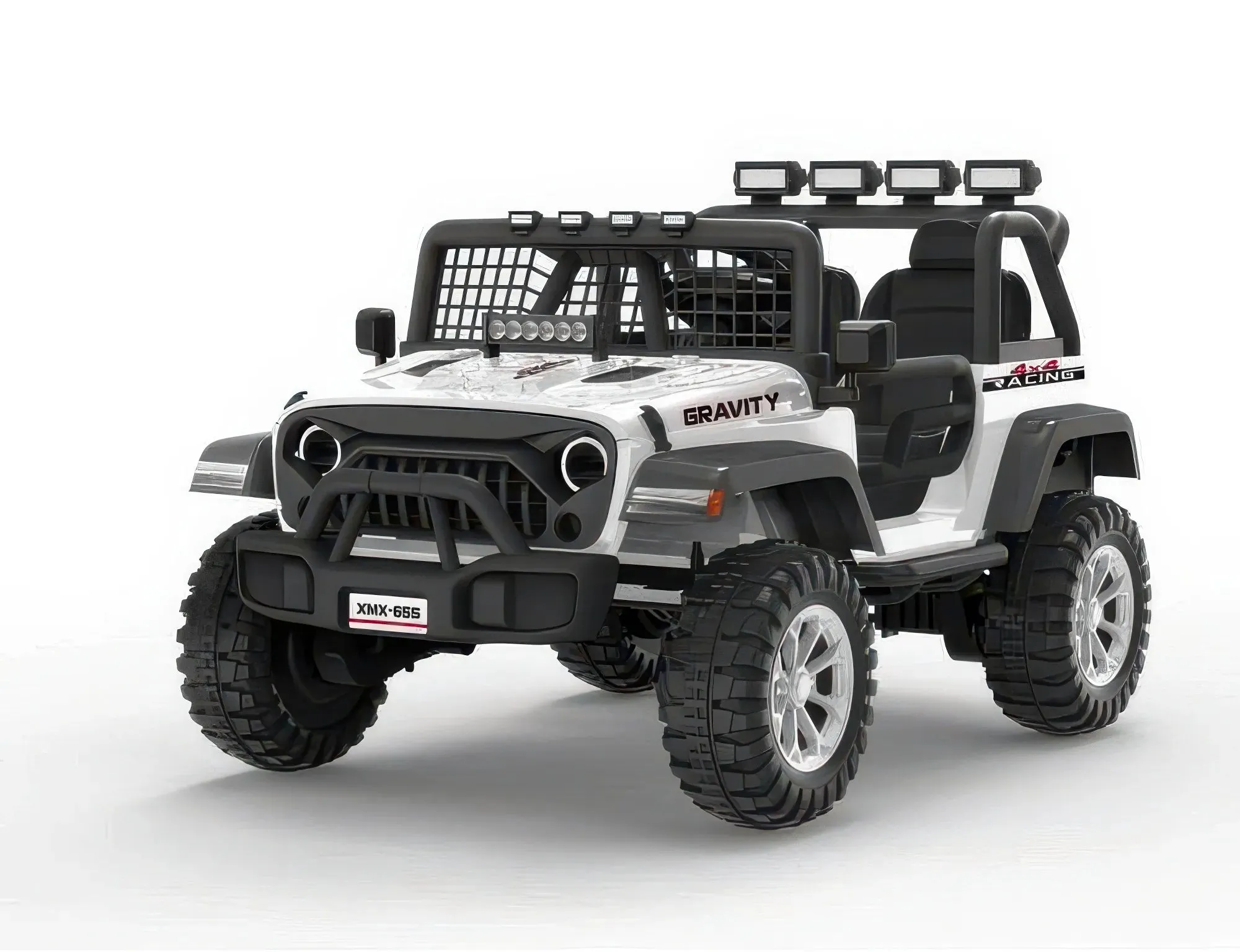 Personal Collection Monster Jeep 2-Seater Gravity 12V Ride-On Car - White