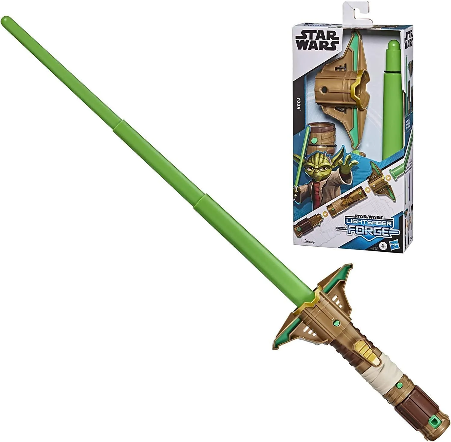 Star Wars Lightsaber Forge Yoda Extendable Green Lightsaber Bookcase Display Monster Figure