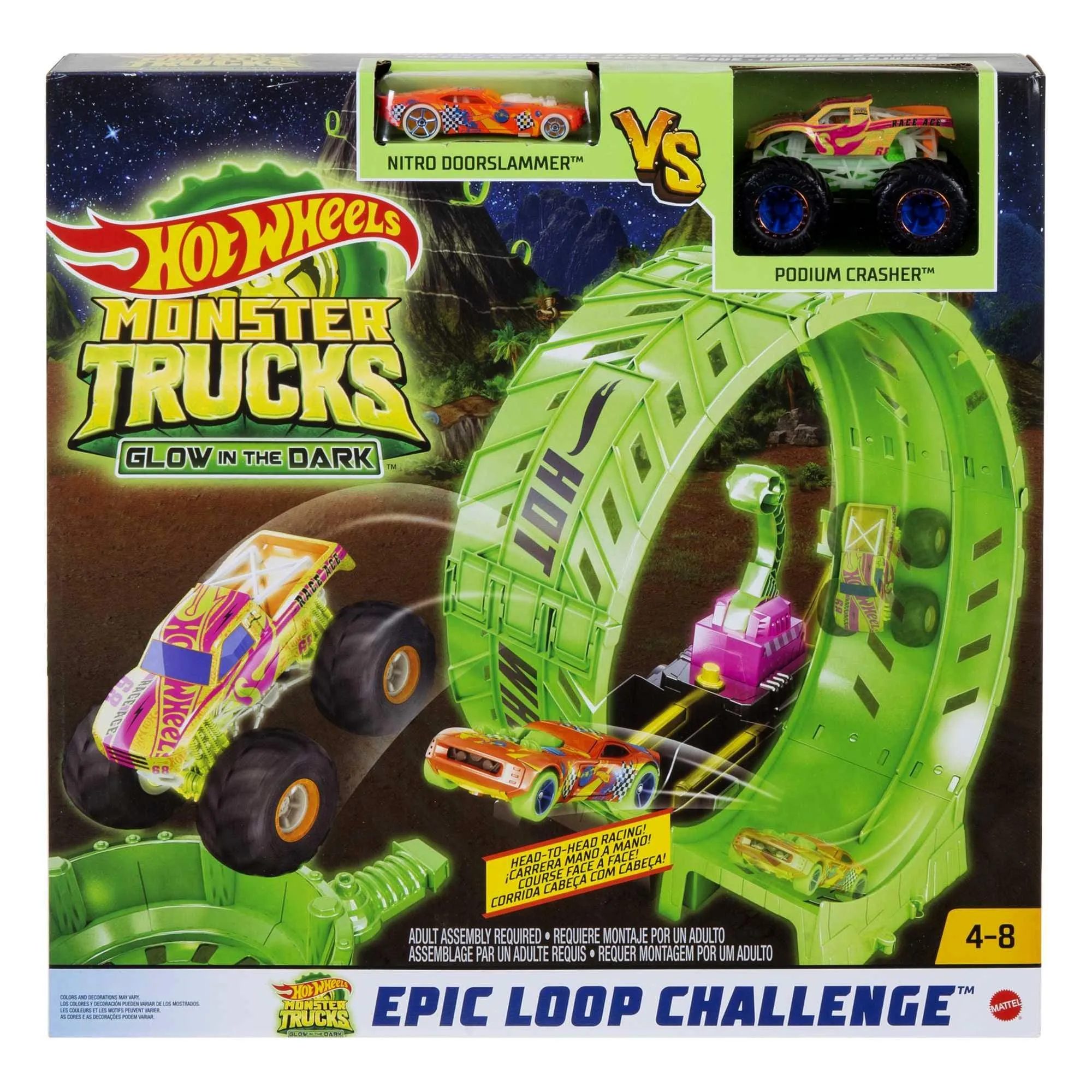 Hot Wheels Monster Trucks Glow-In-The Dark Epic Loop Challenge Articulated Joints