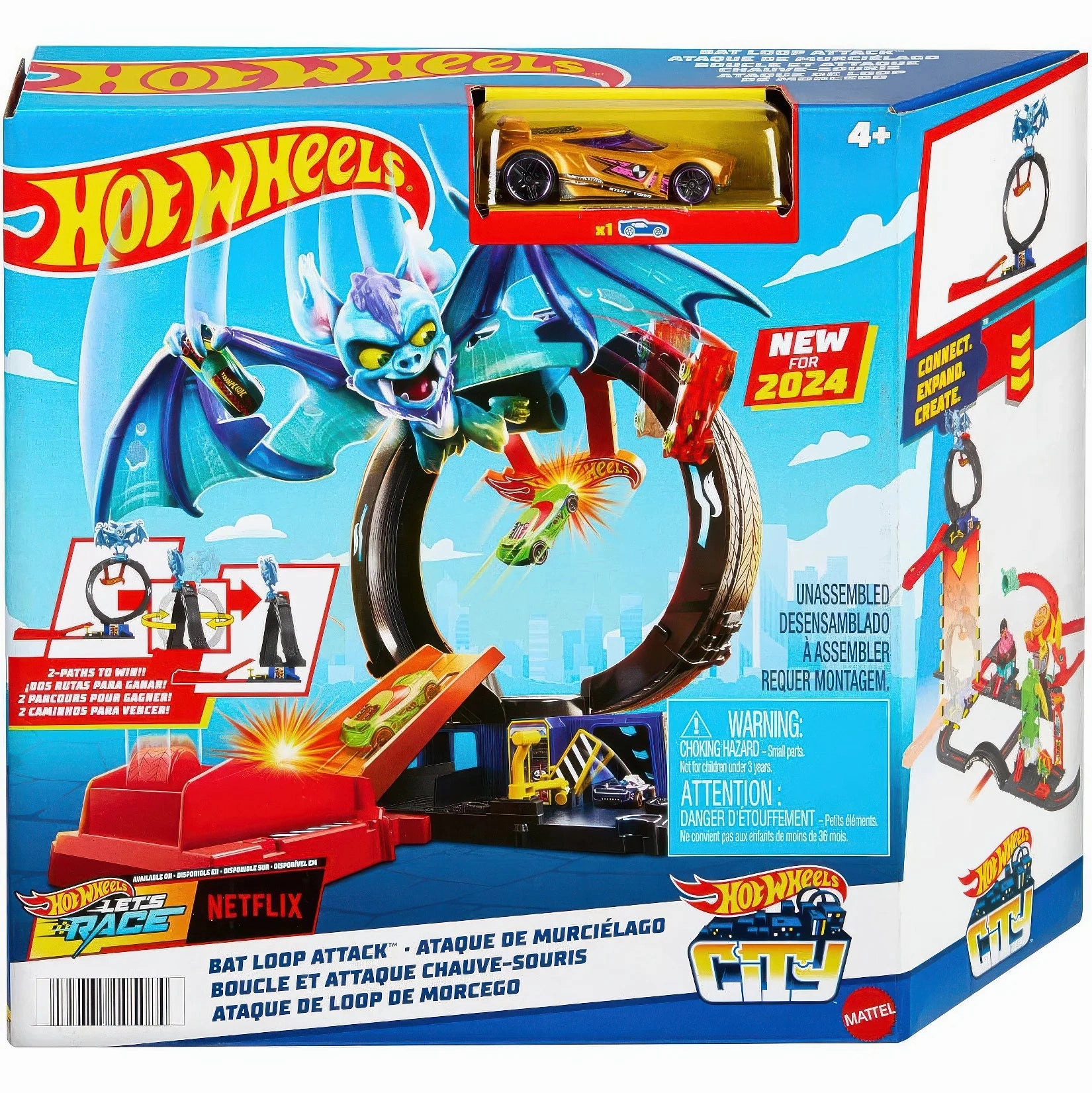 Hot Wheels City Let's Race Netflix - Bat Loop Attack Set Premium Toy Age Appropriate