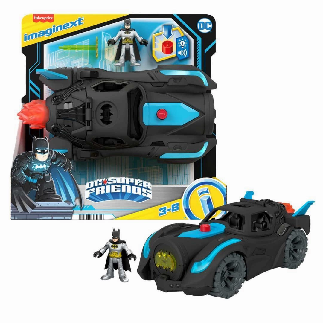 PVC Statue Recycled plastic Imaginext DC Super Friends Lights & Sounds Batmobile and Batman Figure